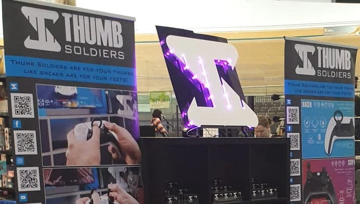 Image of Thumb Soldiers stand at Derby Comic Con Mania show 