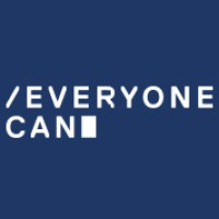 White text reading “/EVERYONE CAN” with a small square icon, centered on a dark blue background.