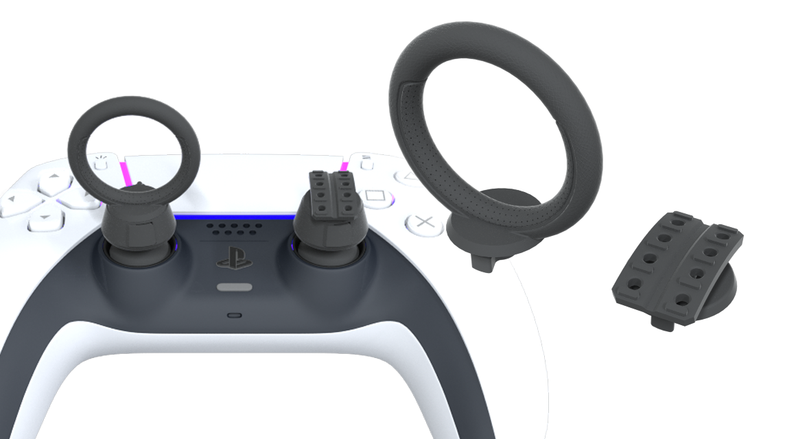 The closest you’ll get to a racing wheel rig using a gaming controller. With superior control, a lighter touch and smooth transition from apex to apex and throttle to break. Perfect for any gaming setup. Also great for disability gaming and any console game where thumb security, a lighter touch and improved accuracy is key.