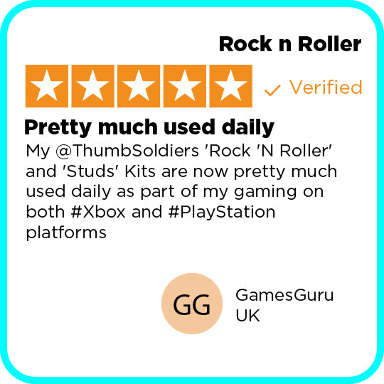 Product review for 'Rock n Roller' with star rating and text on a white background
