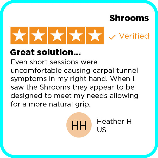 Product review for Shrooms with a five-star rating and customer feedback.