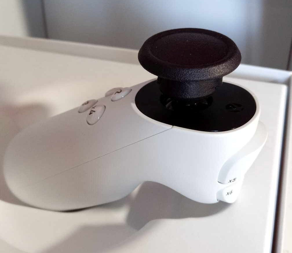 X Knuckle with Shroom Soldier thumbstick toppers on Xbox Adaptive Joystick (XAJ) 