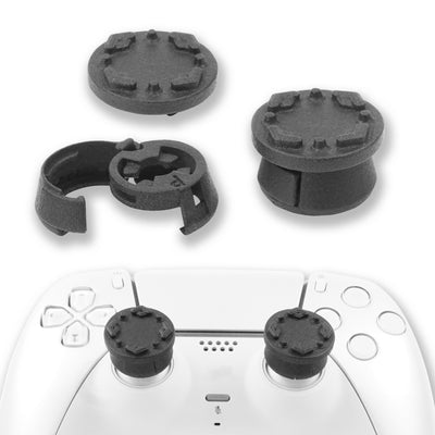 Studs joystick attachments on a white controller & white background