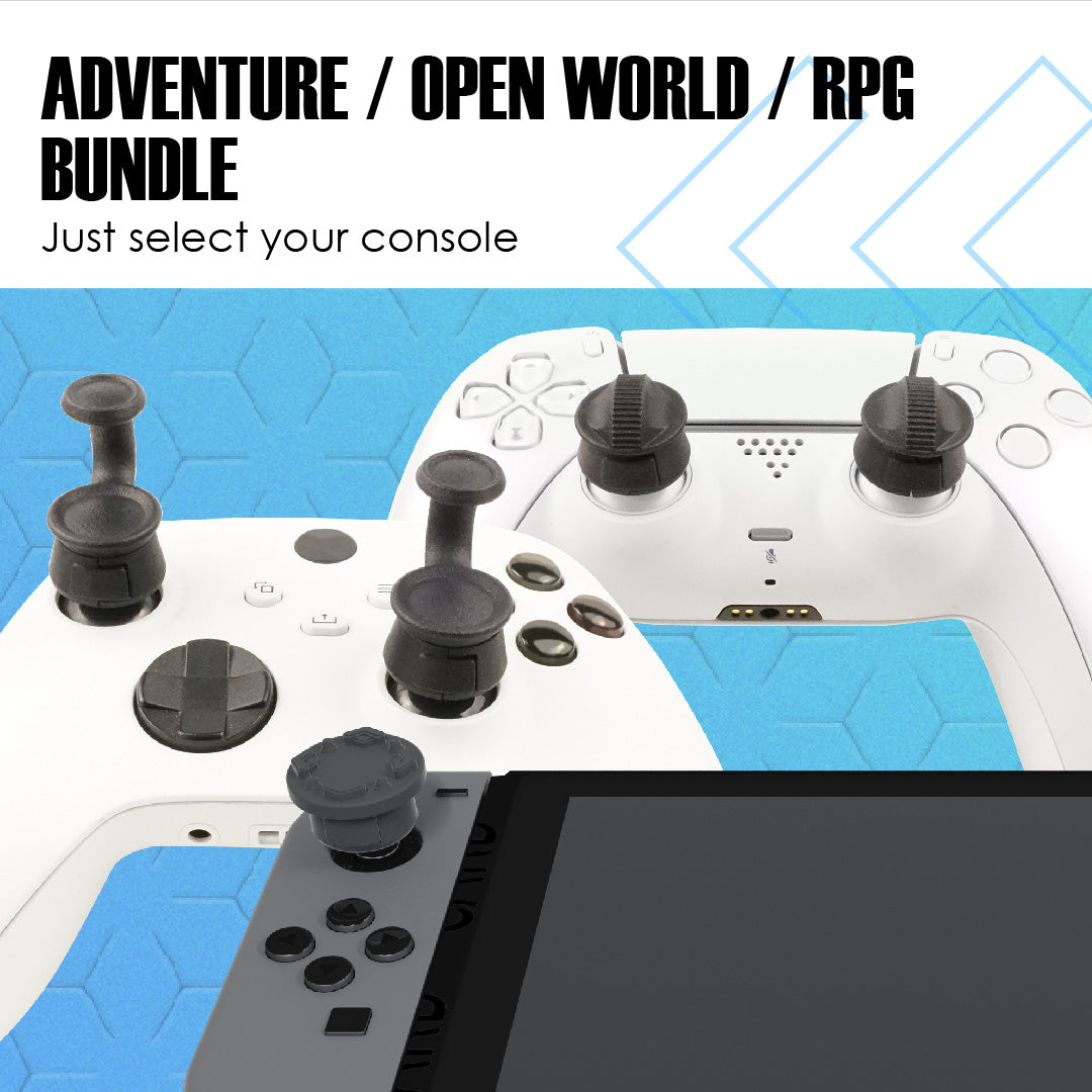 Gaming accessories: Adventure gaming thumb grip bundles for PlayStation, Xbox & Switch. Thumb Soldiers Smart Thumb Grips - gift ideas for gamers